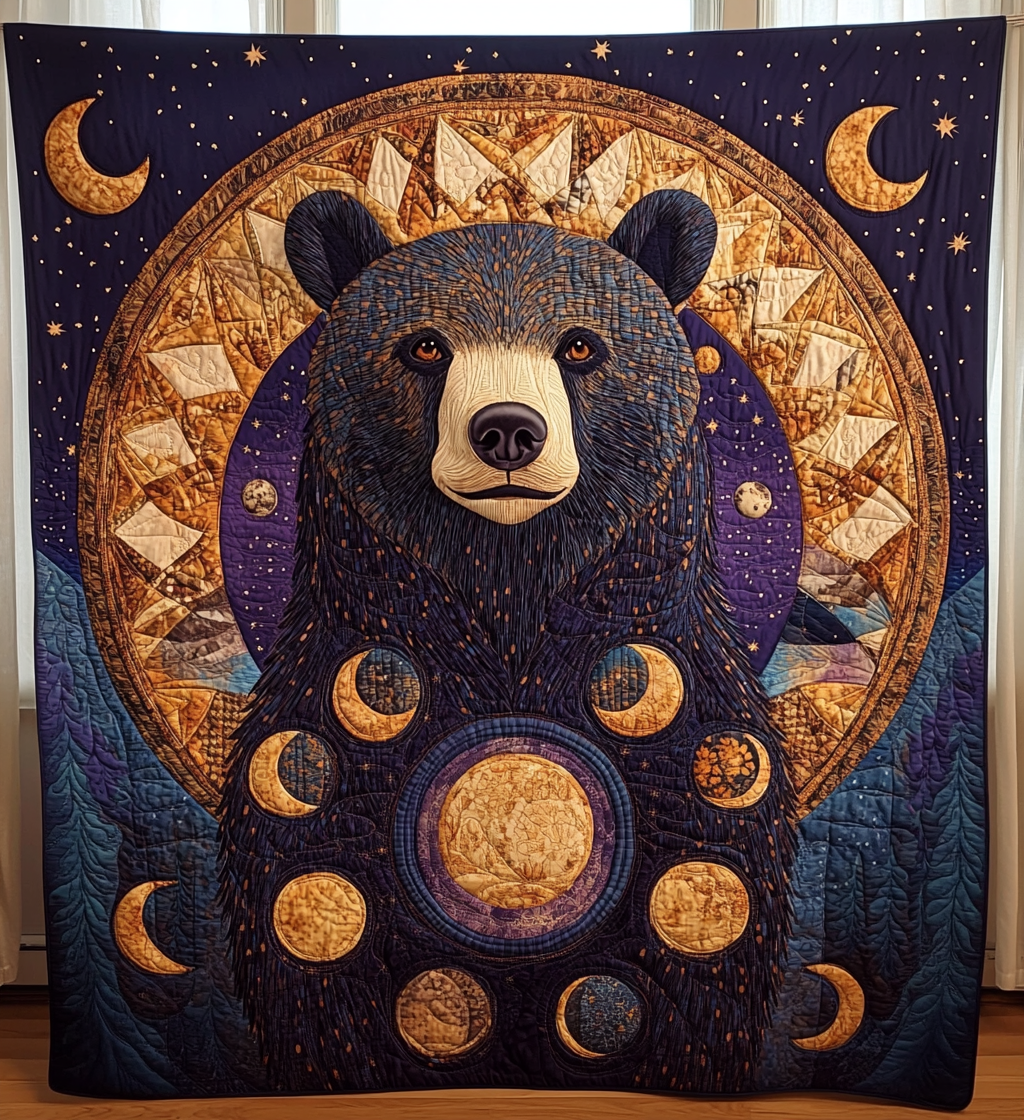 Bear Moon Quilted Blanket Native American Gifts