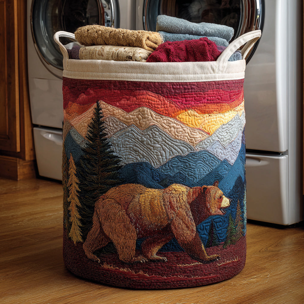 Bear Mountain Quilted Laundry Basket Unique Quilted Basket Gift for Holiday Season 2025