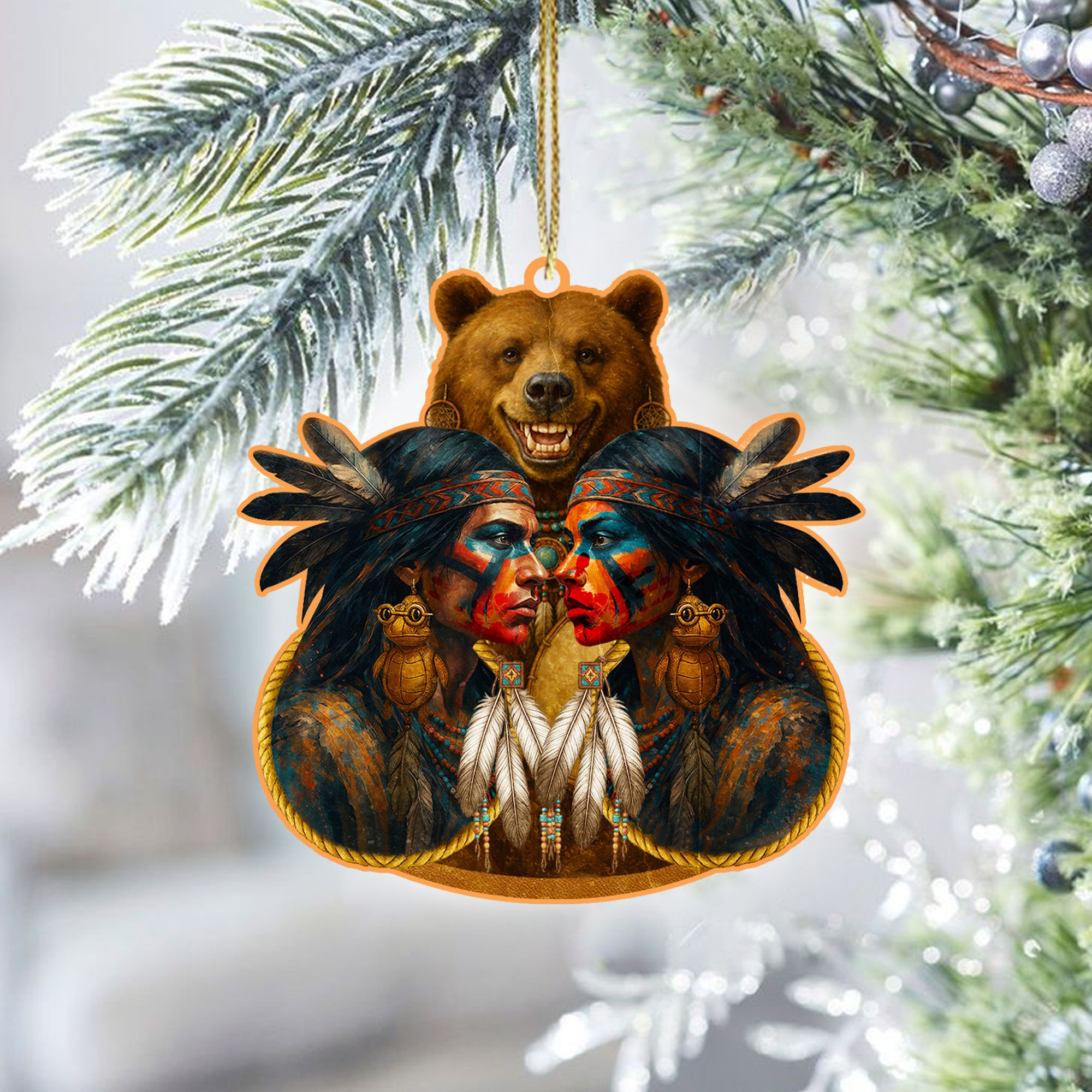 Bear Native American Christmas Ornament Animal Themed Home Decor Gifts For Bear Lovers