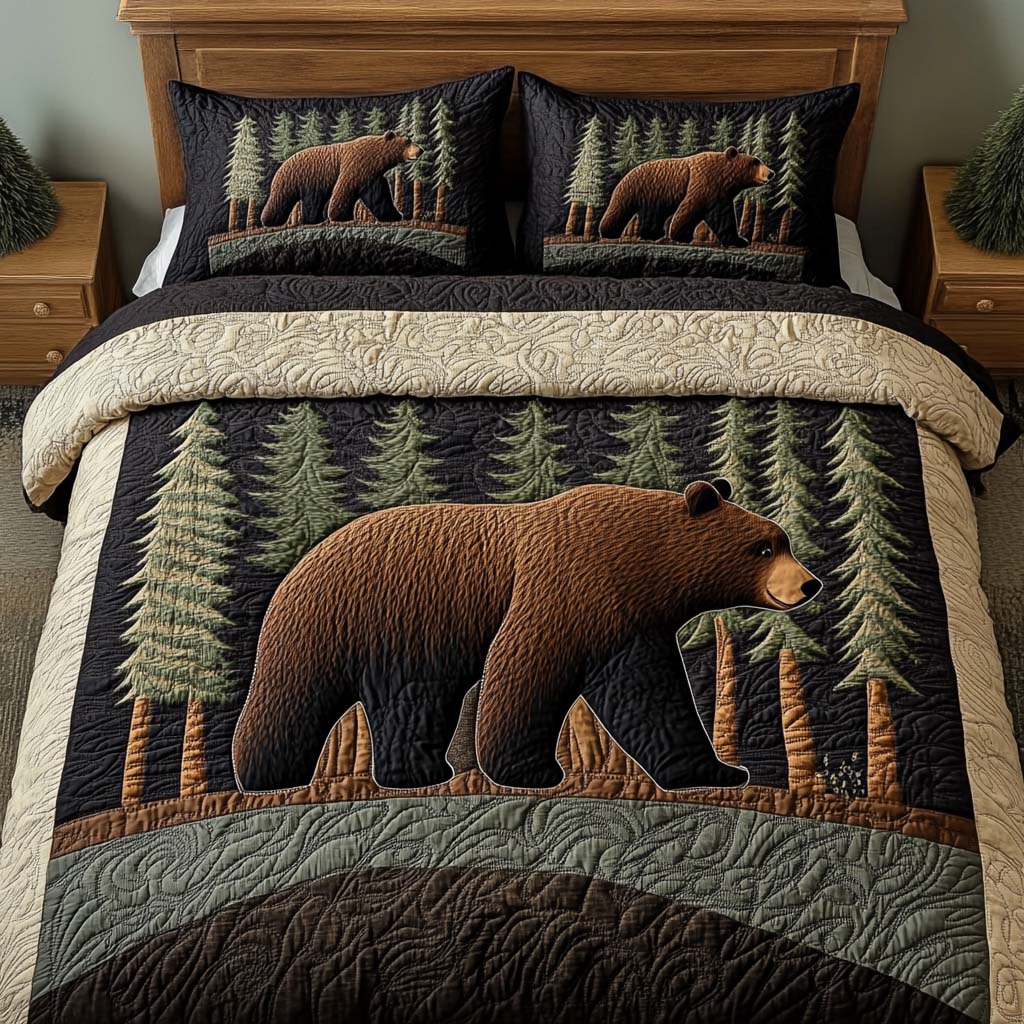 Bear Night Quilted Bedding Set Bedspread Set Cute Bear Gifts For Him Her
