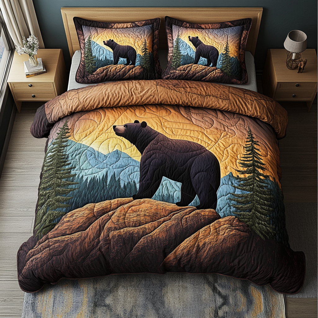 Bear Path Quilted Bedding Set Best Comforter Sets Gift Ideas For Wildlife Lovers
