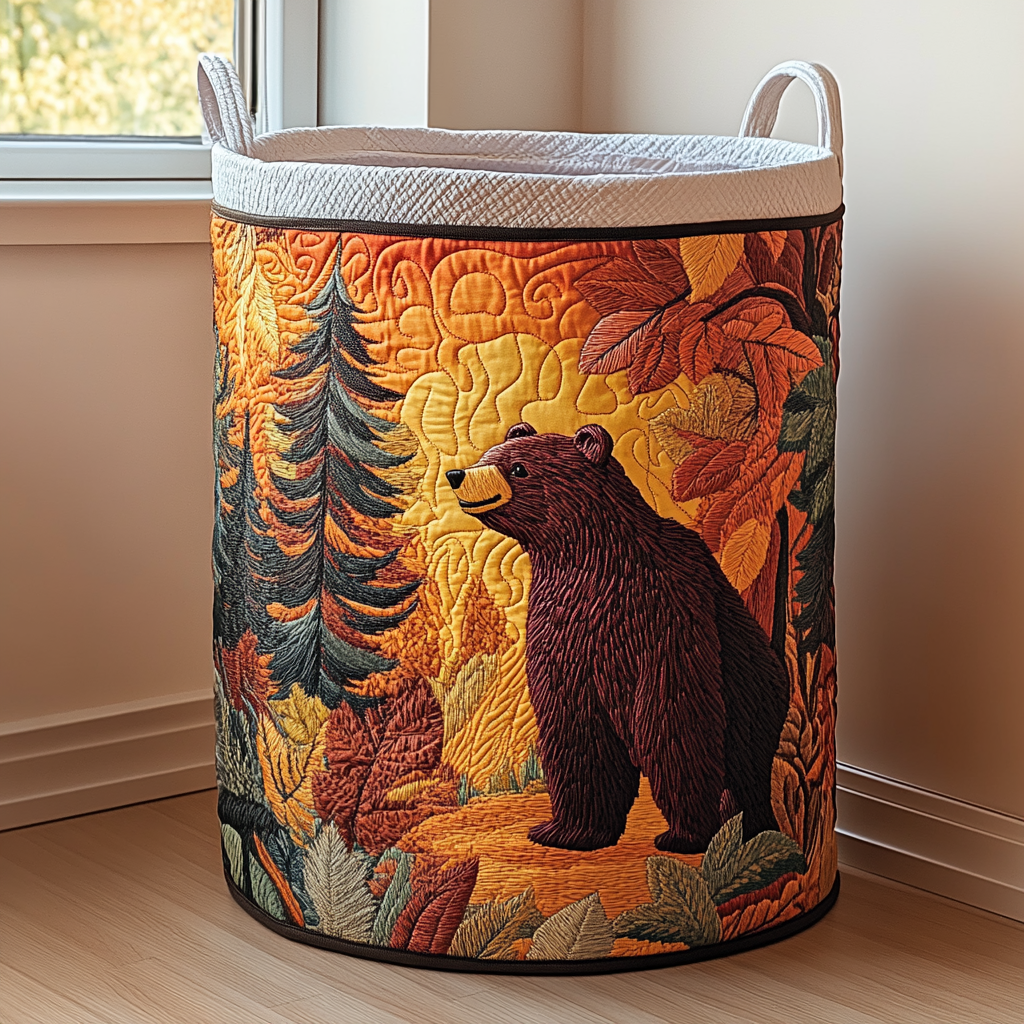 Bear Path Quilted Laundry Basket Thanksgiving Merch Gift