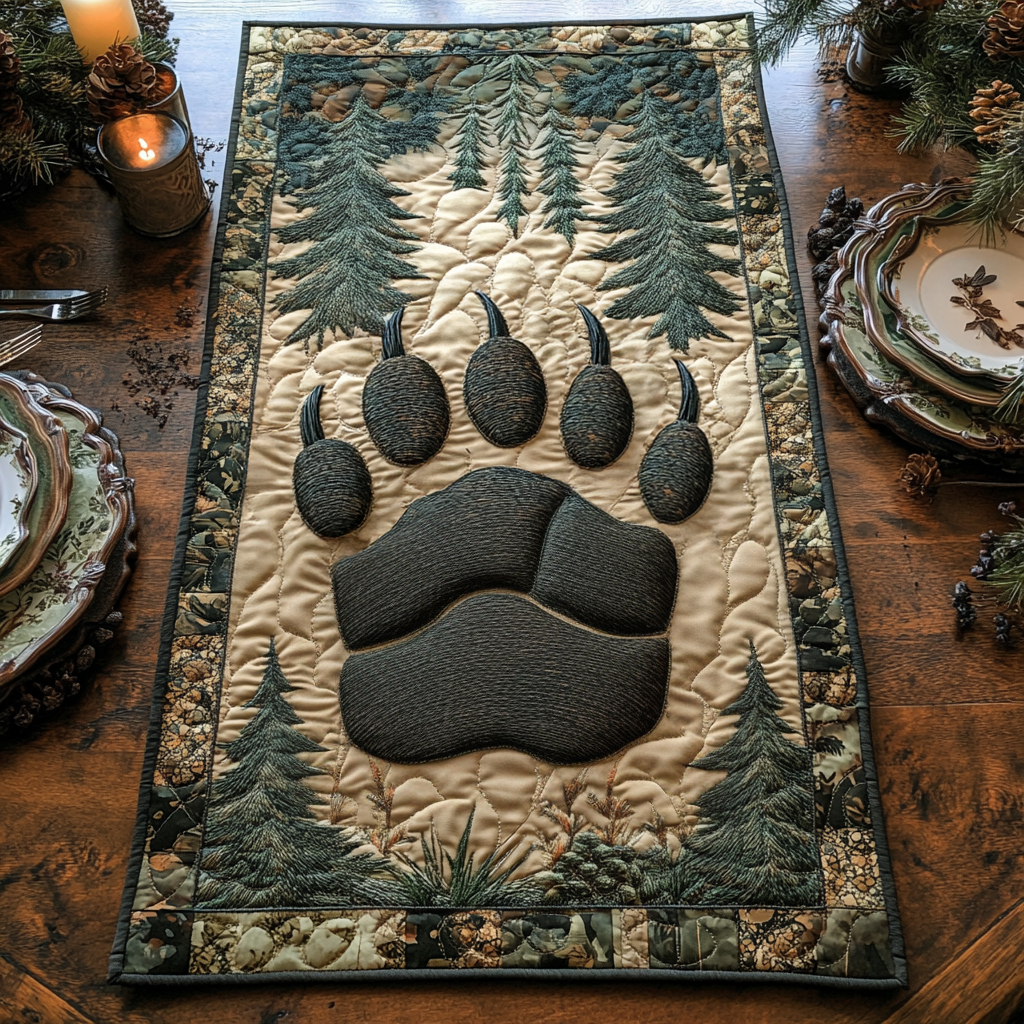 Bear Paw Quilted Table Runner Dining Table Ideas Gifts For Wild Animal Lovers