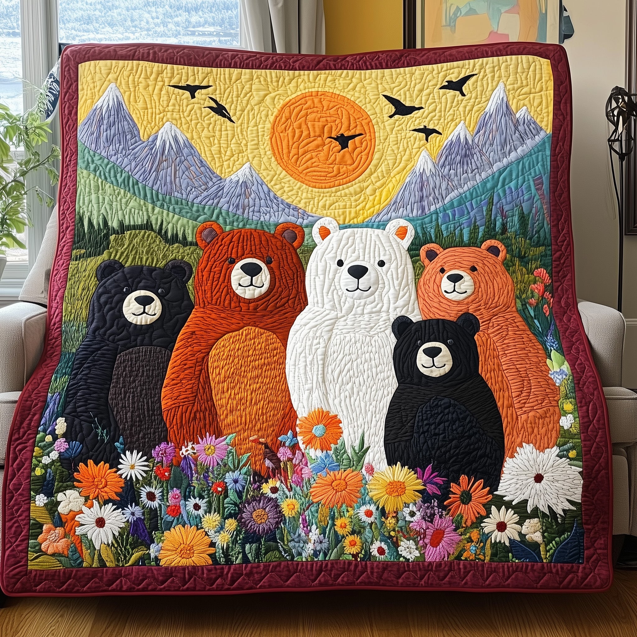 Bear Quilted Blanket Sofa Throw BlanketBear Gifts For Him Her