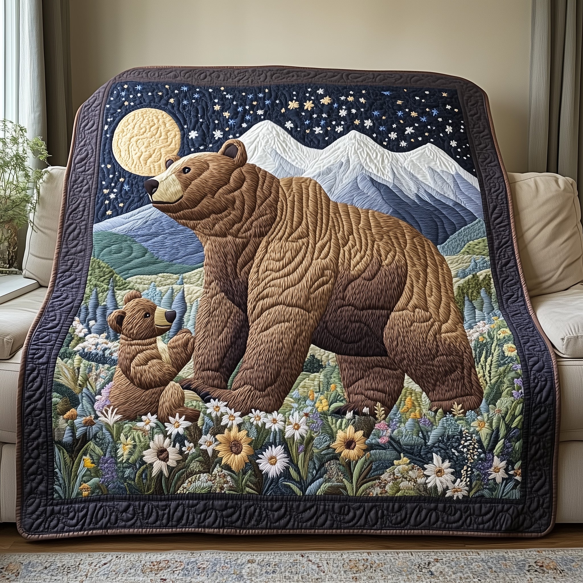 Bear Quilted Blanket Sofa Throw BlanketBear Gifts For Mom