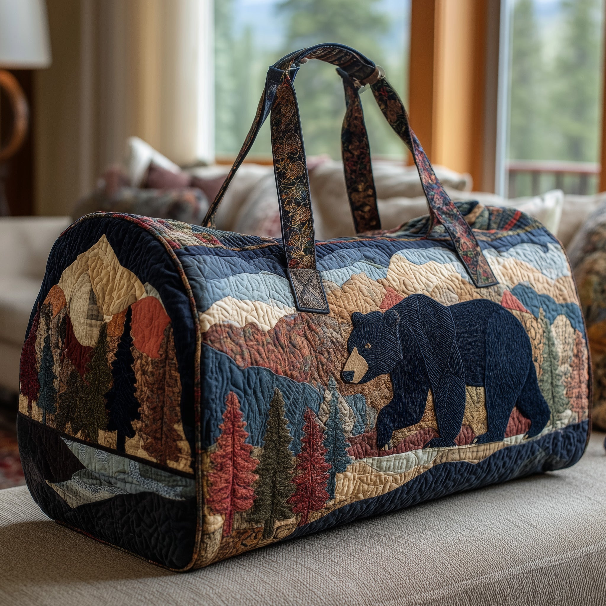 Bear Quilted Duffle Bag For Office And Campus
