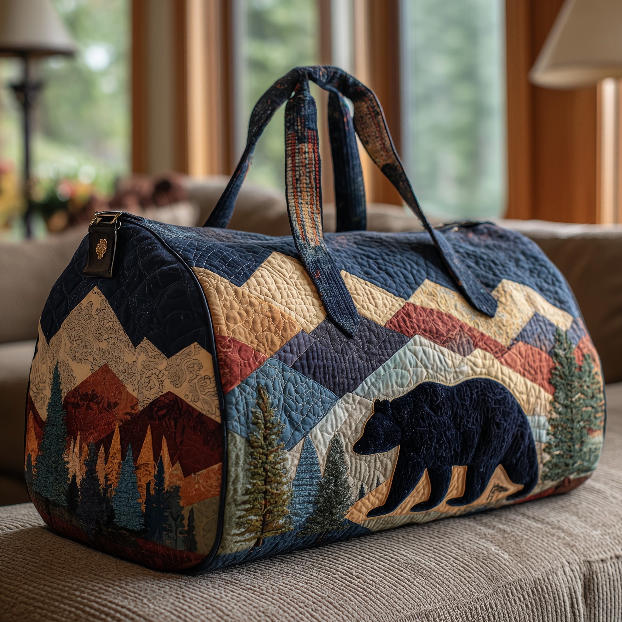 Bear Quilted Duffle Bag Travel Friendly Design