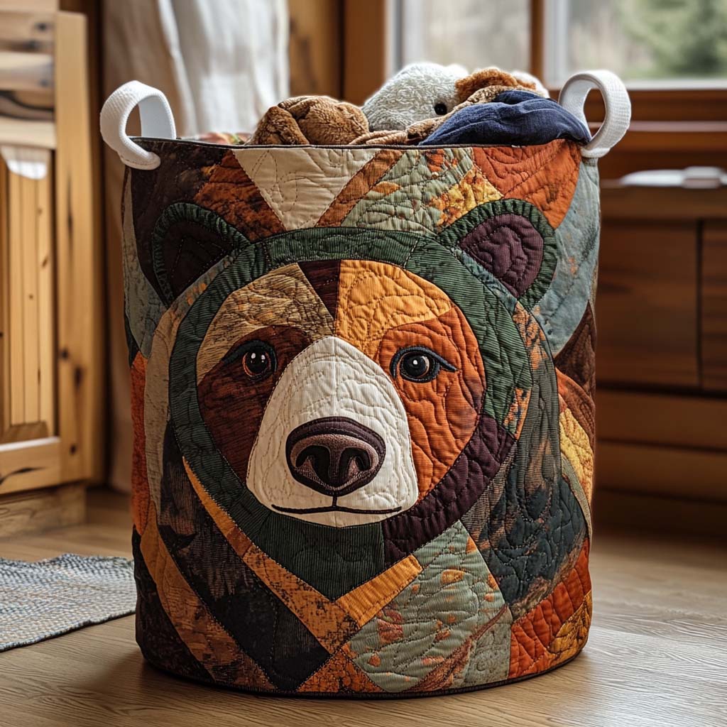 Bear Quilted Laundry Basket Thoughtful Housewarming Gift