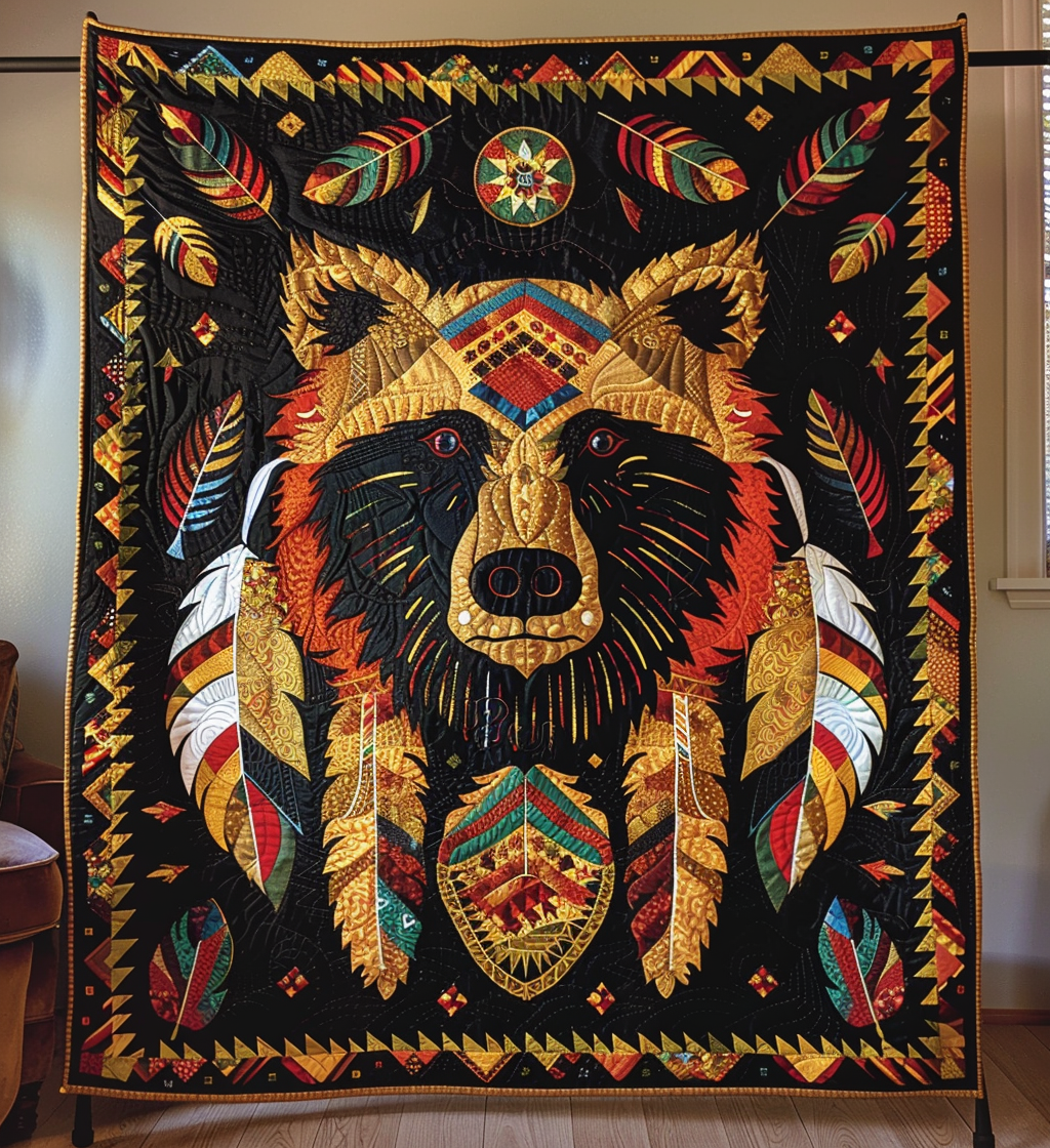 Bear Radiance Quilted Blanket Native American Gifts
