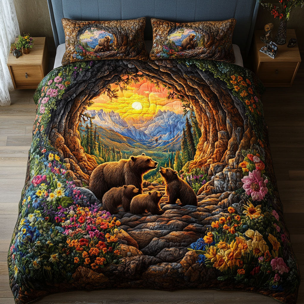 Bear Retreat Quilted Bedding Set Holiday Duvet Cover Set Gift Ideas For Bear Lovers