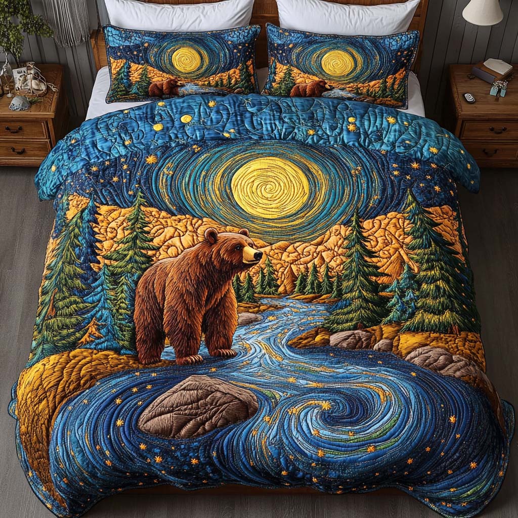 Bear River Dream Quilted Bedding Set Van Gogh Inspired Bed Sheet Set Bed Decorations