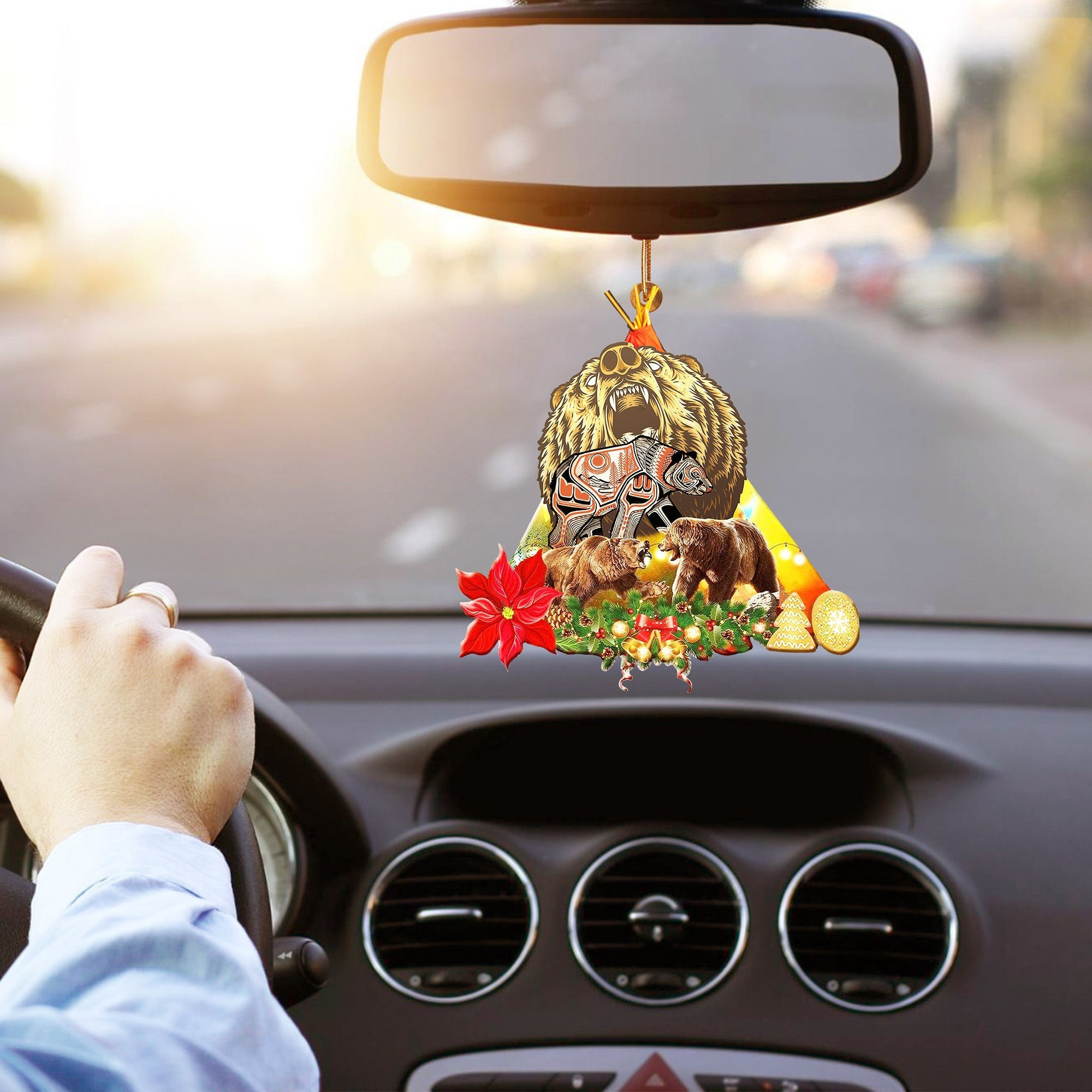 Bear Tipi Native American Christmas Car Ornament Xmas Holiday Decor Gifts For Bear Lovers