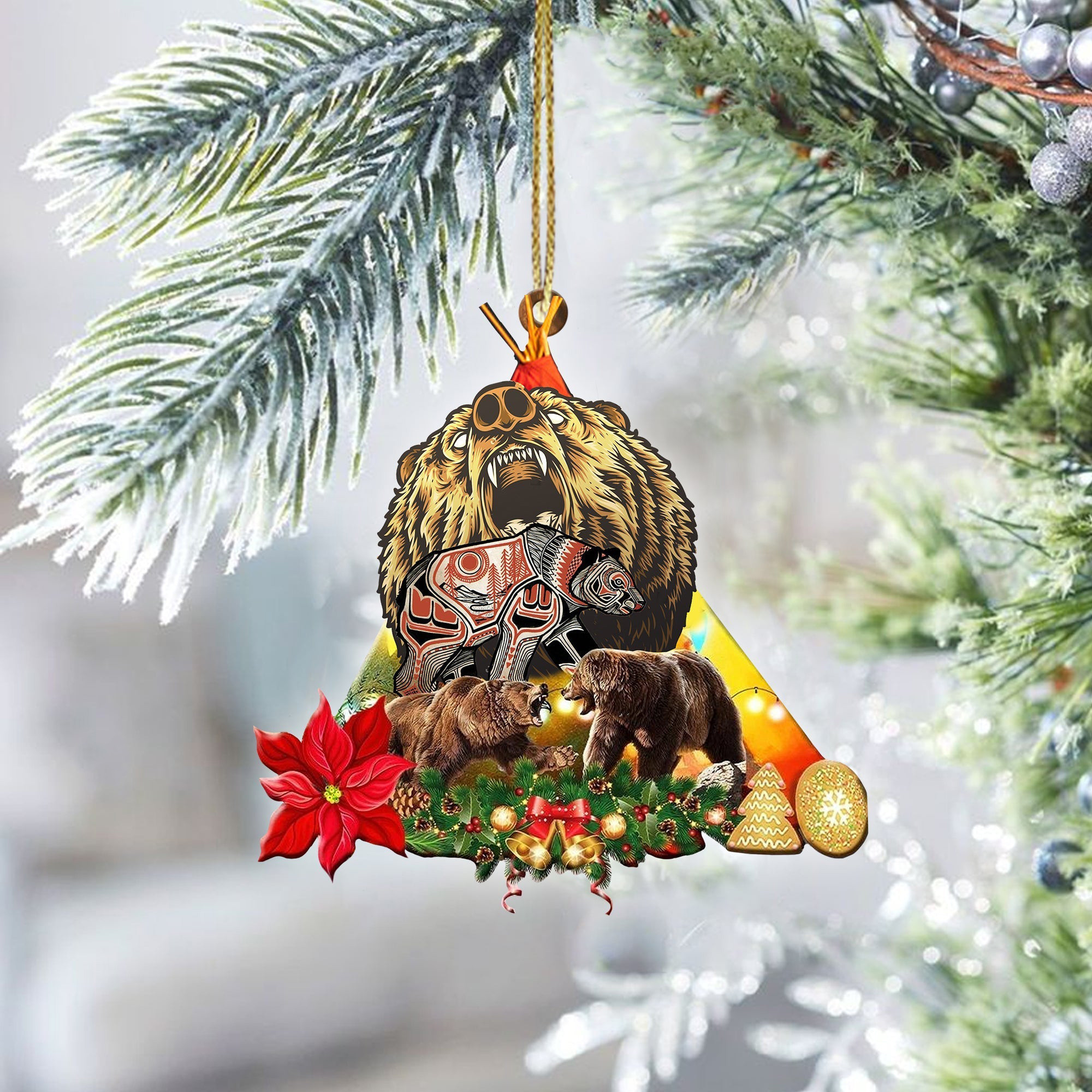 Bear Tipi Native American Christmas Ornament Xmas Tree Decor Secret Santa Gift Ideas