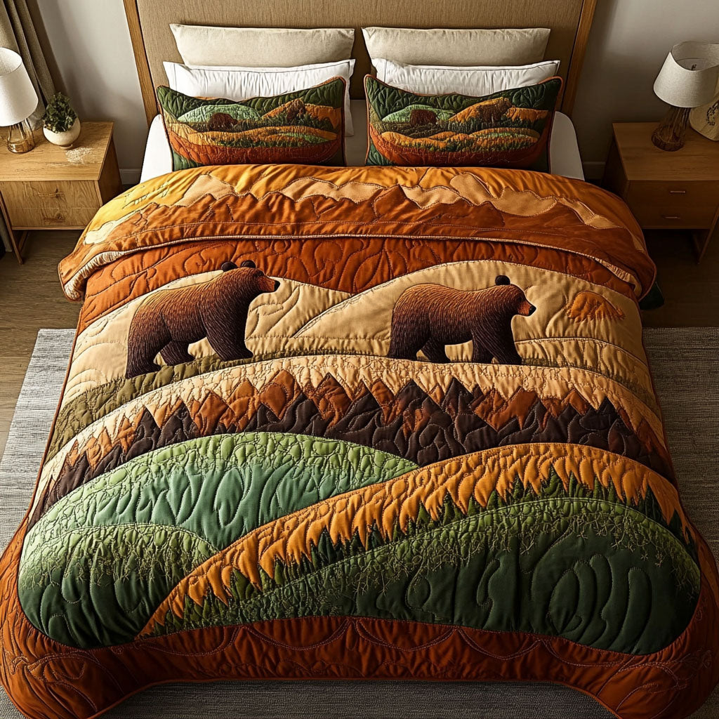 Bear Trail Quilted Bedding Set Unique Bed Sheet Set Best Bear Gift Ideas