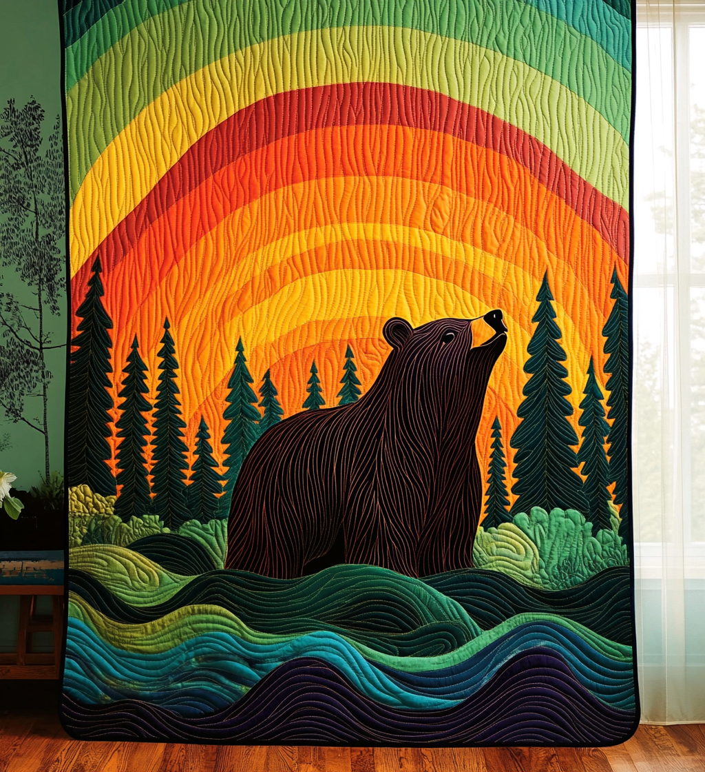 Bear Trail Quilted Blanket Native American Gifts