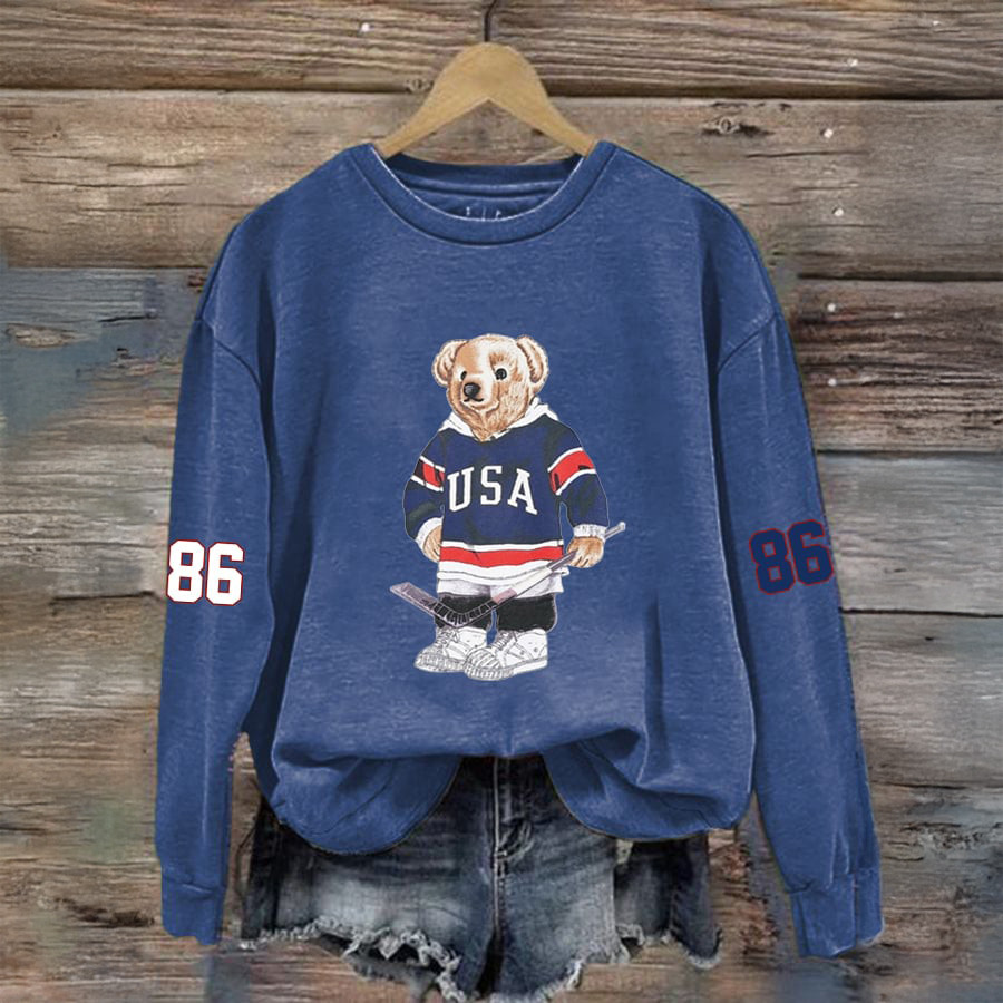 Bear USA Hockey Team 86 Sweatshirt Hockey Apparel Best Gift For Jack Hughes Fans