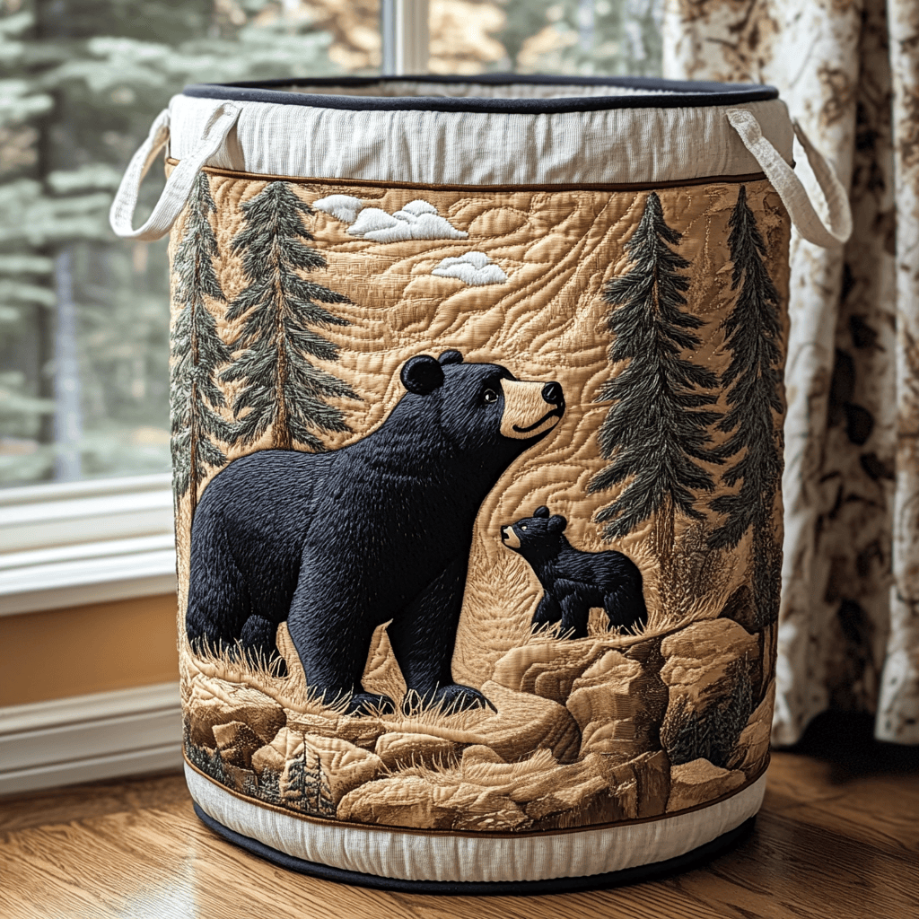 Bear Valley Quilted Laundry Basket Lovely Quilted Laundry Basket Gift for Mom or Grandma