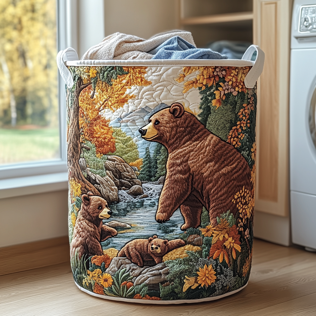 Bear Valley Quilted Laundry Basket Thoughtful Housewarming Gift