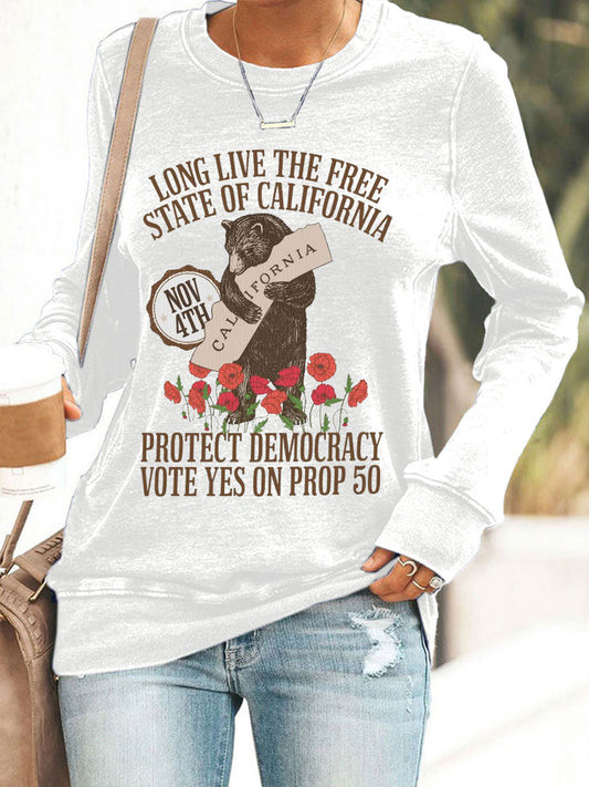 Bear Vote Yes On Prop 50 Sweatshirt Protect Democracy Vote Election Apparel Gifts For Mom