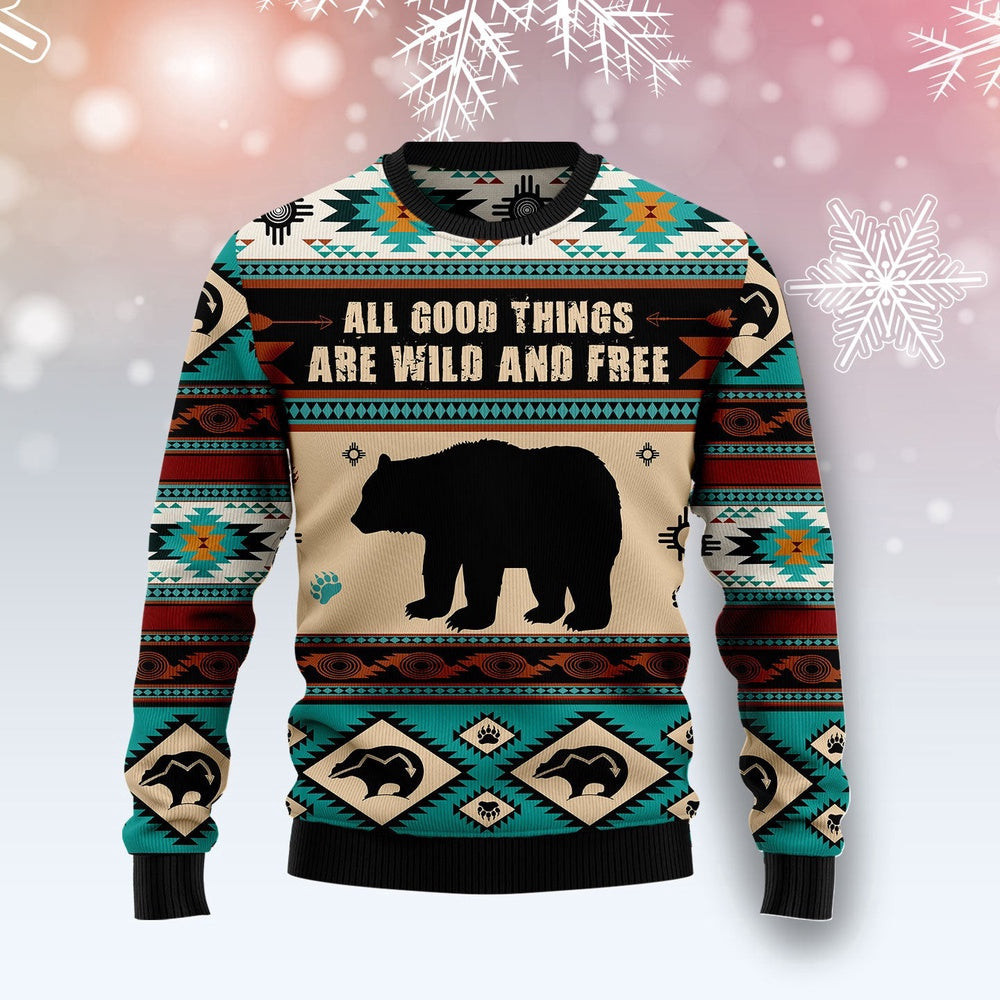 Bear Wild And Free Ugly Christmas Sweater Christmas Gift