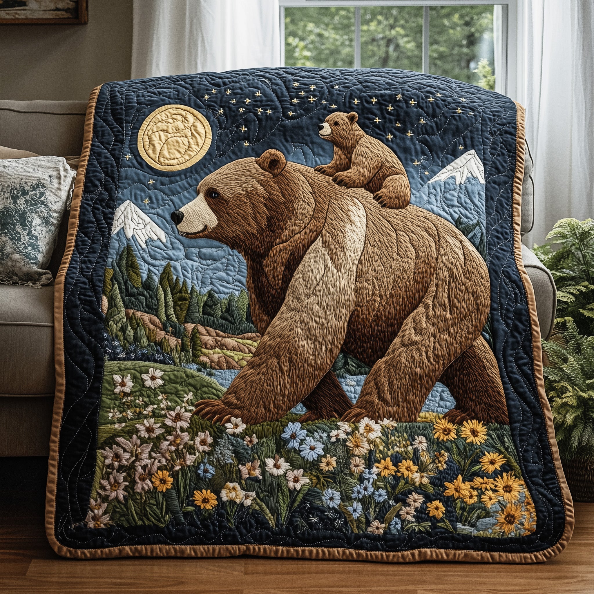 Bear Wildlife Forest Animal Bear Quilted Blanket Bear Animal Family Presents For German Shepherd Lovers