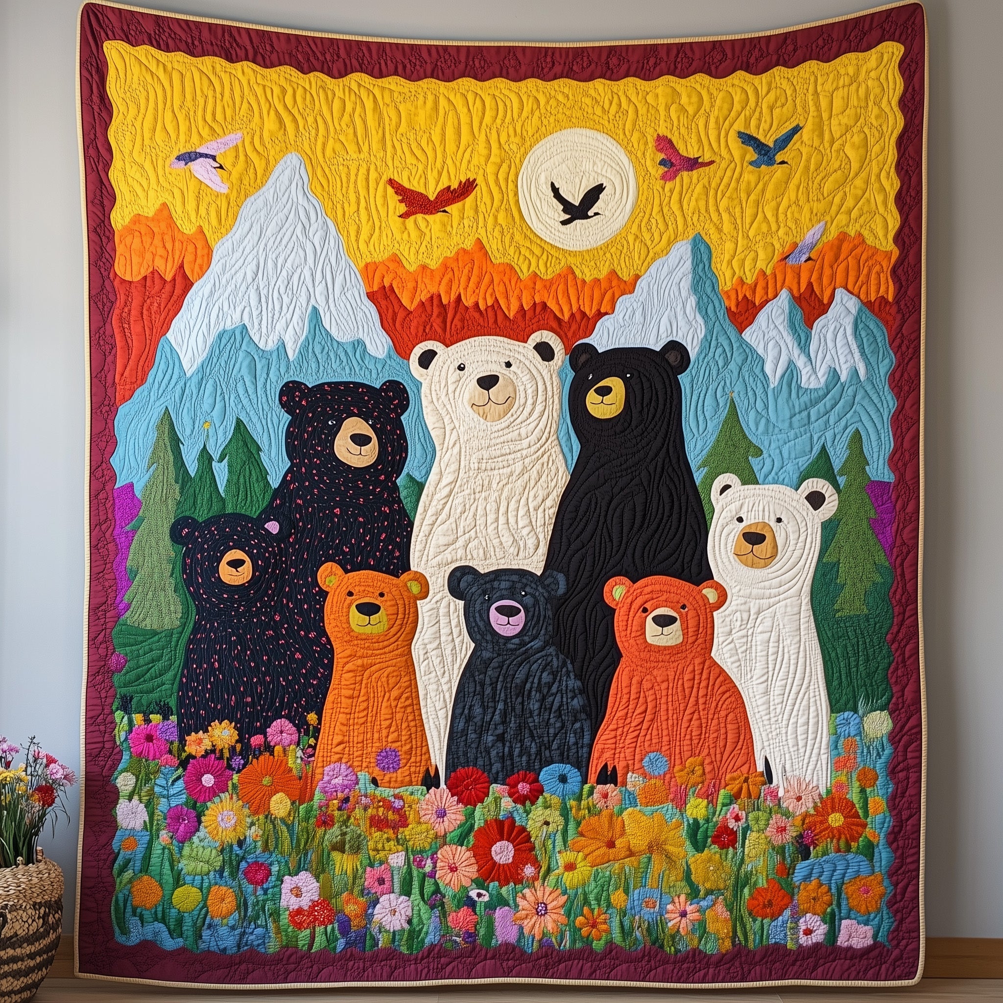 Bear Wildlife Forest Animal Elegant Quilted Blanket Elegant Outdoors Gift Best Gifts For Bear Lovers Family