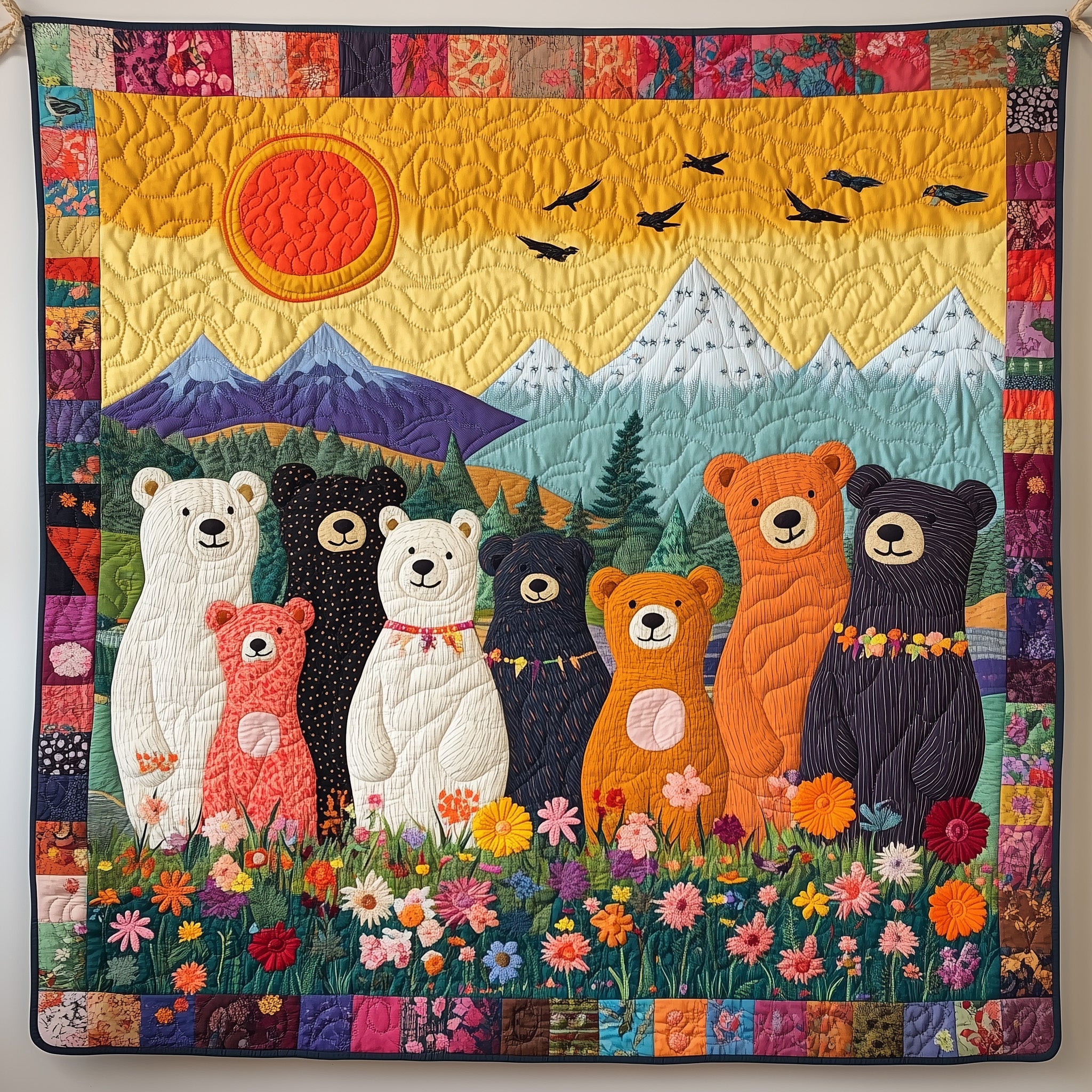 Bear Wildlife Forest Animal Modern Quilted Blanket Modern Outdoors Best Gifts For Bear Lovers Family