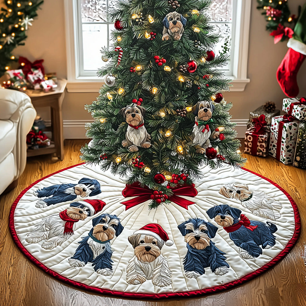 Bearded Christmas Joy Quilted Christmas Tree Skirt Xmas Decorations Dog Gifts For Dog Lovers