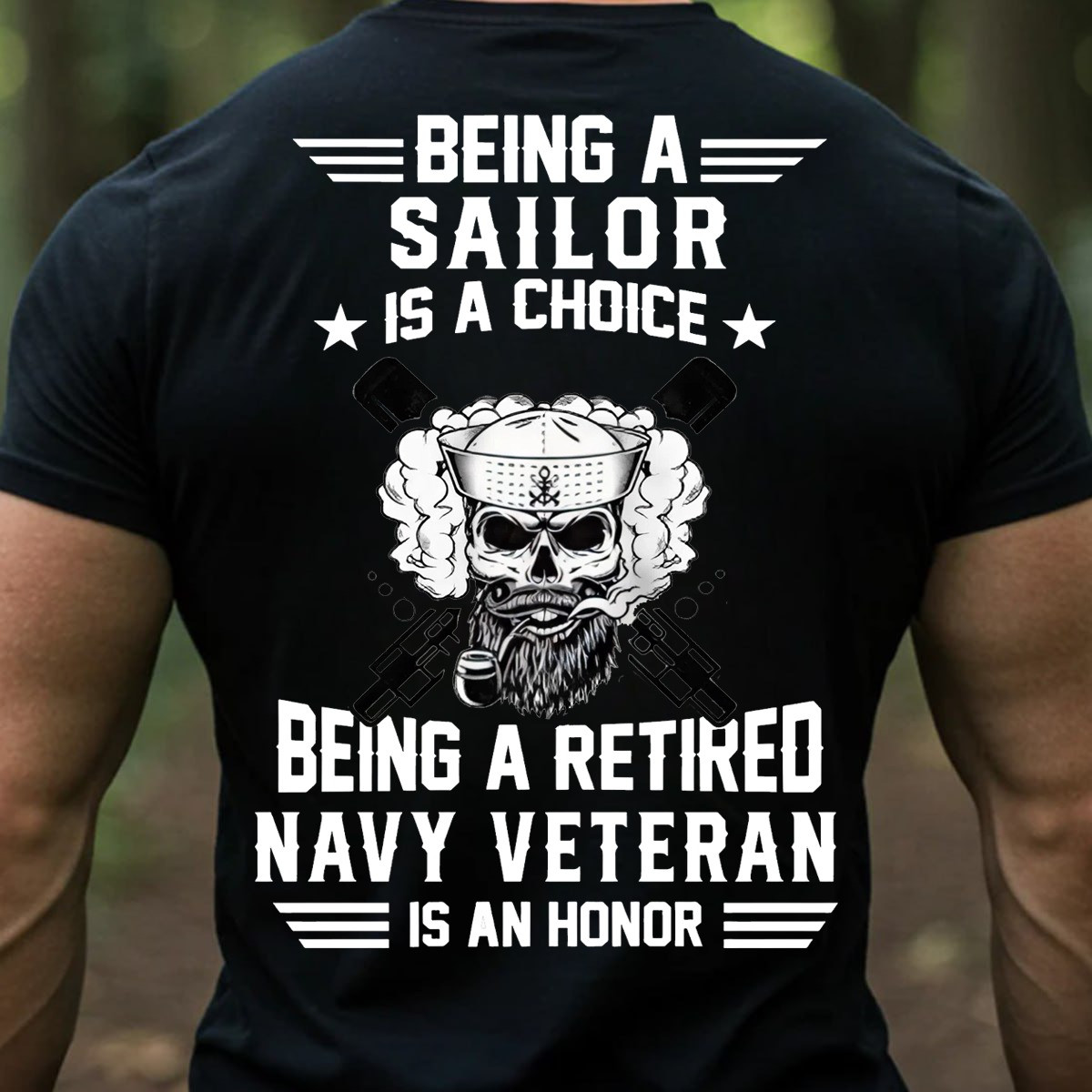 Bearded Skull And Guns Navy Veteran T-Shirt Navy Veteran Is An Honor Patriotic Gifts For Him