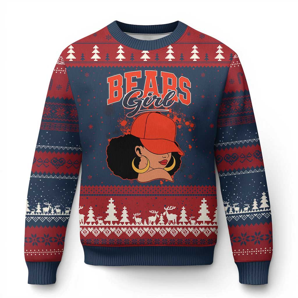 Bears Girl Ugly Christmas Sweater Sports Fan Team Spirit Jumper Black Girls Inspired Gifts
