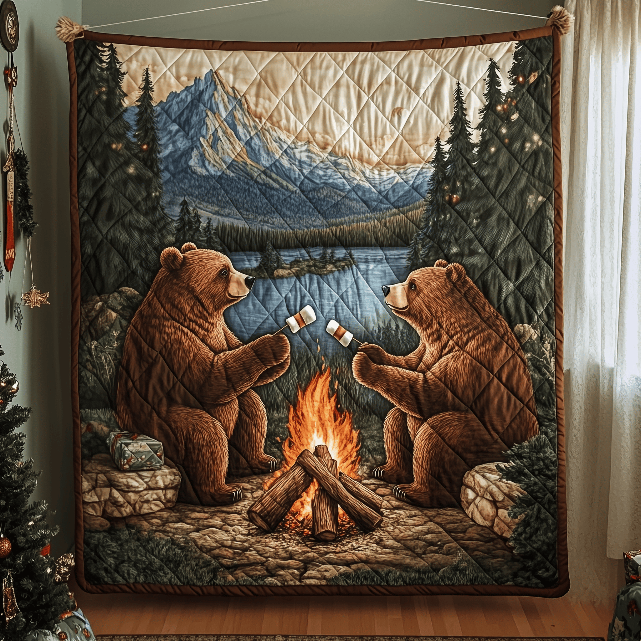 Bears Love Camping Quilted Blanket Christmas Throw Blanket Christmas Ideas For Mom