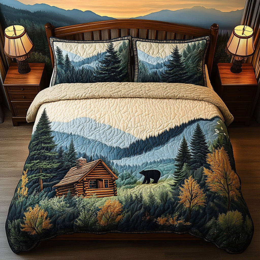 Bears Refuge Quilted Bedding Set Bed Decor Christmas Gifts For Wildlife Lovers