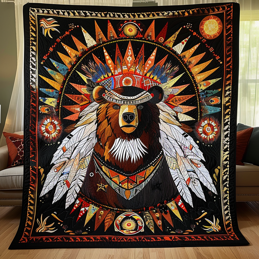 Bear's Stronghold Quilted Blanket Native American Gifts