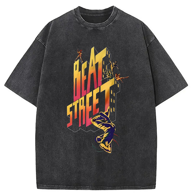 Beat Street Hip Hop Rap B Boys Washed T-Shirt Casual Oversized Outfit Style Gifts For Him