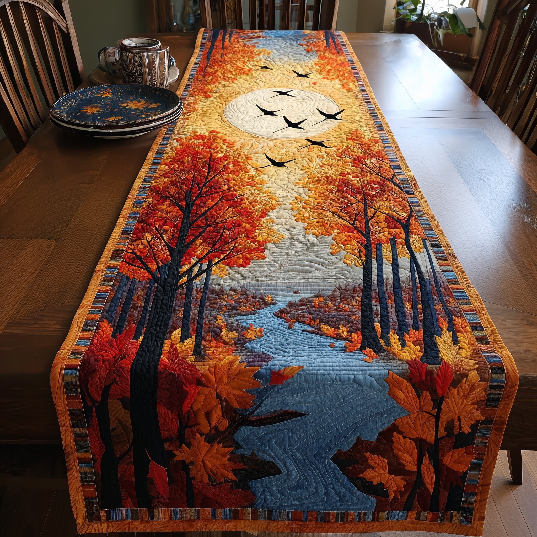 Beautiful Autumn Quilted Table Runner Special Occasion Table Runner Gift