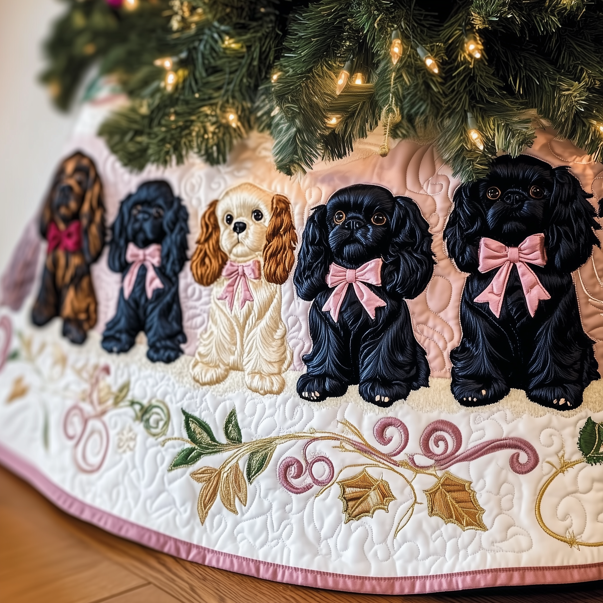 Beautiful Cavalier Spaniel Christmas Tree Skirt Quilted Holiday Decor and Perfect Gift