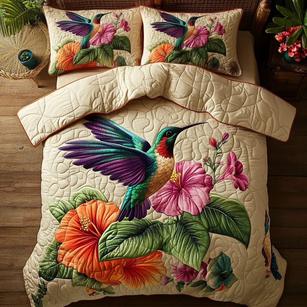 Beautiful Hummingbird Quilt Duvet Cover Set Best Luxury Sheets Xmas Gift for Hummingbird Lovers