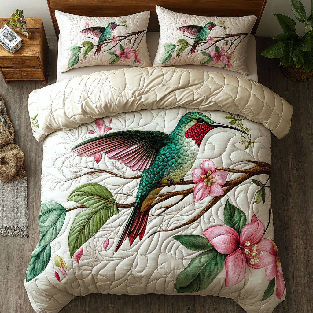 Beautiful Hummingbird Quilted Bedding Set Duvet Cover Bedspread Gifts For Sister