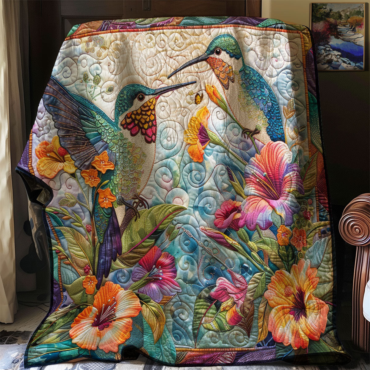 Beautiful Hummingbirds Quilt Blanket Large Sofa Throws Mother's Day Gifts For New Moms