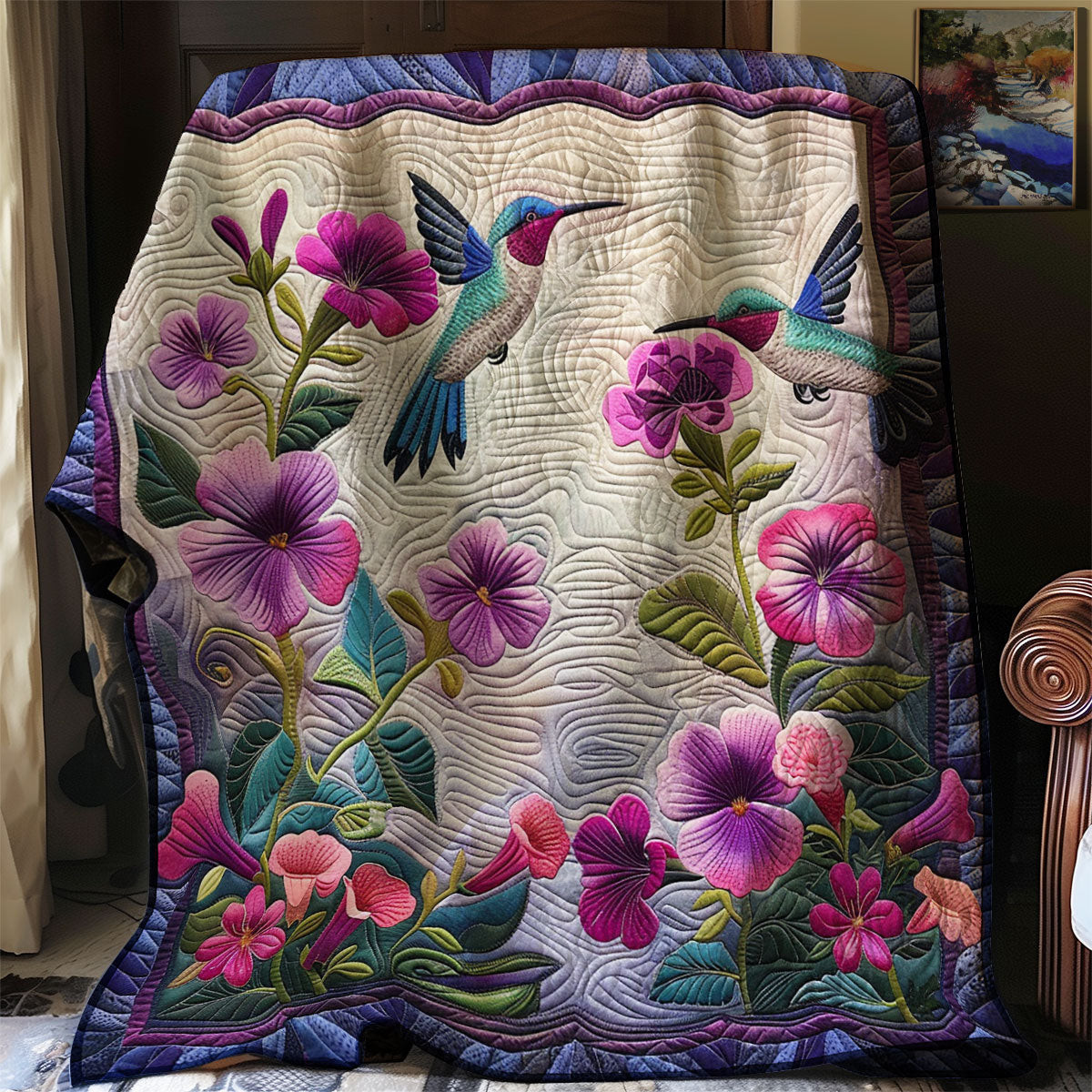 Beautiful Hummingbirds Quilt Blanket Throw Blankets For Couch Gifts For Mom From Daughter