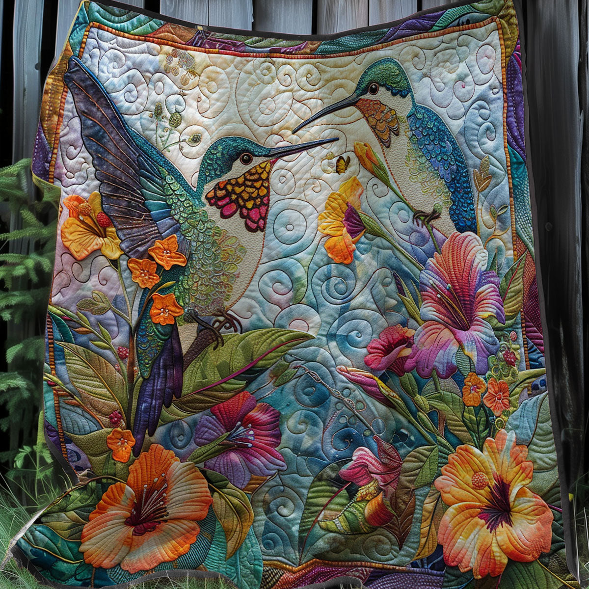 Beautiful Hummingbirds Quilt Blanket Throw Blankets For Couch Meaningful Gifts For Grandparents