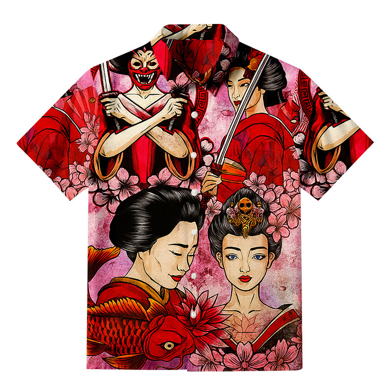 Beautiful Japanese Geisha Dream Button Up Shirt Japanese Art Geisha Art Shirt Gifts For Her