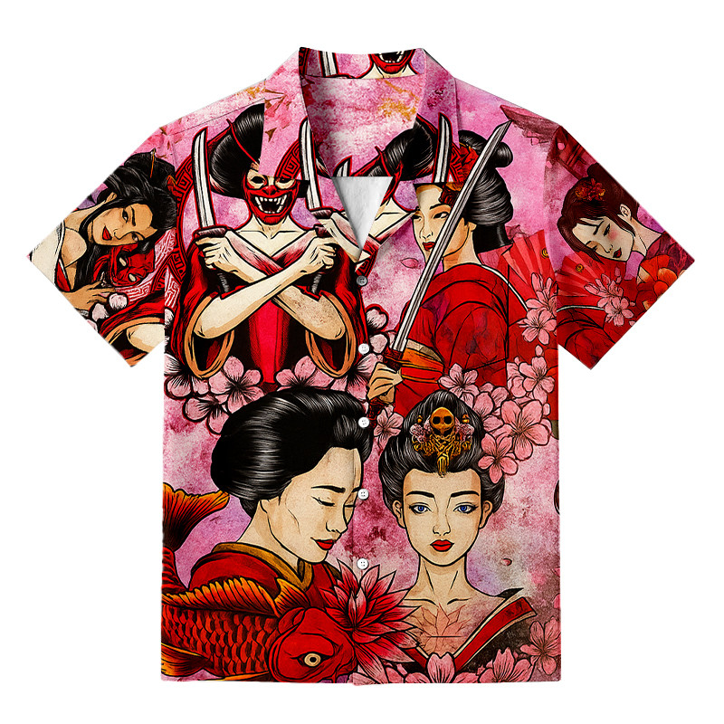 Beautiful Japanese Geisha Dream Hawaiian Shirt Japanese Art Clothing Gifts For Geisha Lovers