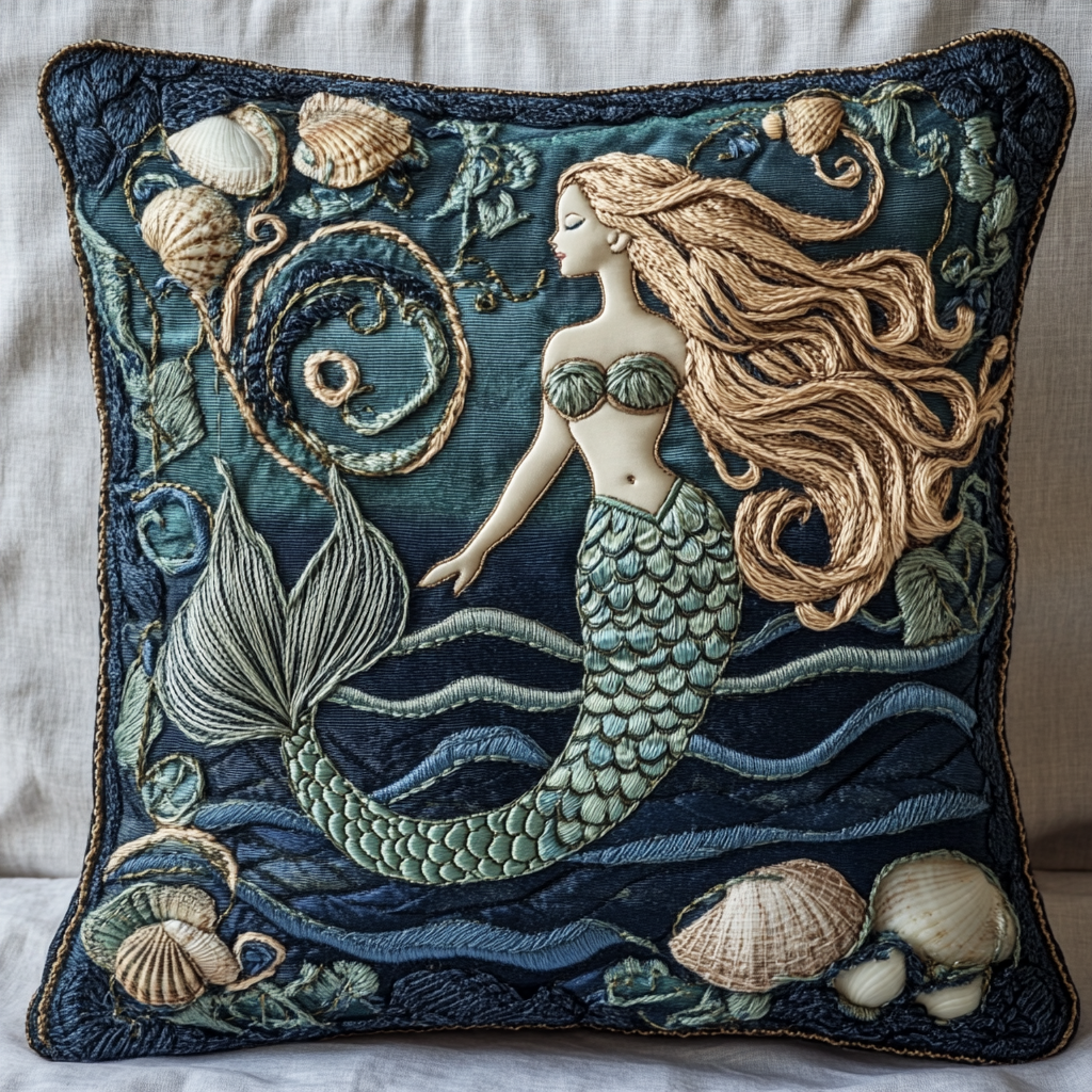 Beautiful Mermaid Quilt Pillow Case High-Quality Cotton Pillow Cover for Everyday Comfort