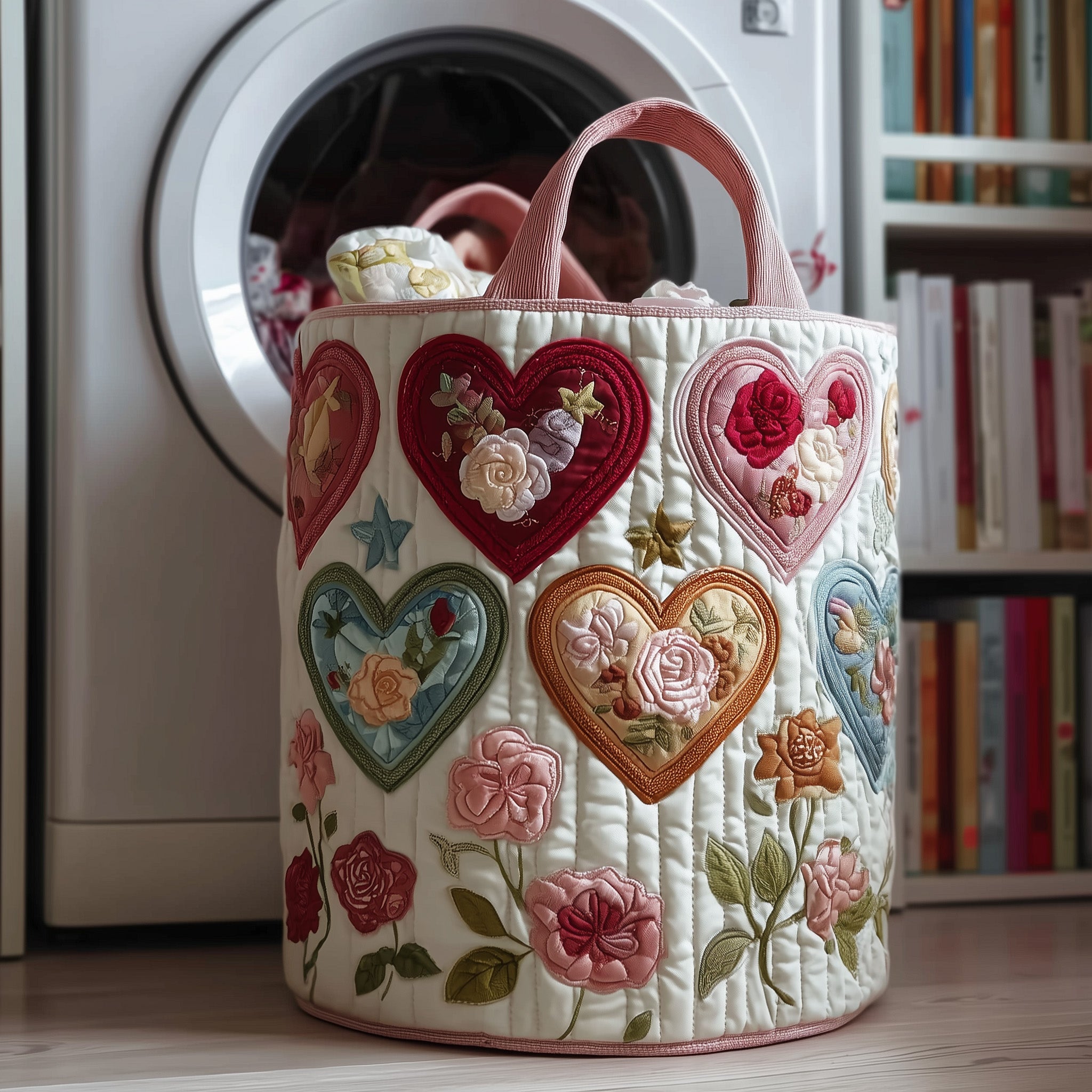 Beautiful  Rose Garden Quilted Laundry Basket Unique Gifts For Rose Lovers