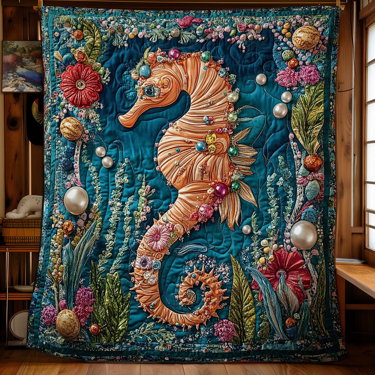 Beautiful Seahorse Quilt Blanket Throws For Couch Gifts For The Family Christmas