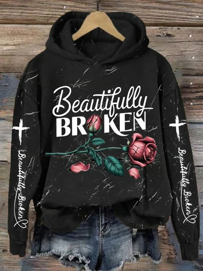 Beautifully Broken Rose Hoodie Country Music Hoodie Jelly Roll Fans Gifts For Women's