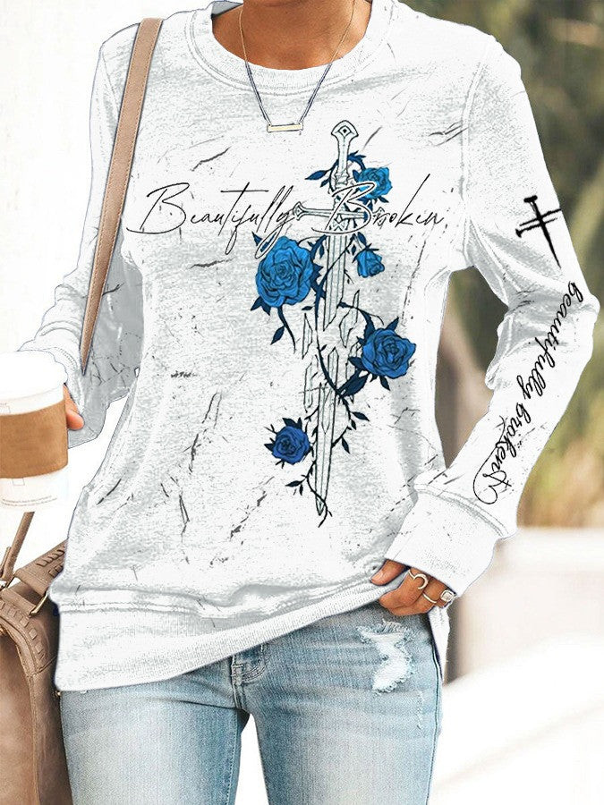 Beautifully Broken Rose Sweatshirt Country Music Merch Jelly Roll Fans Gift Idea for Boyfriend