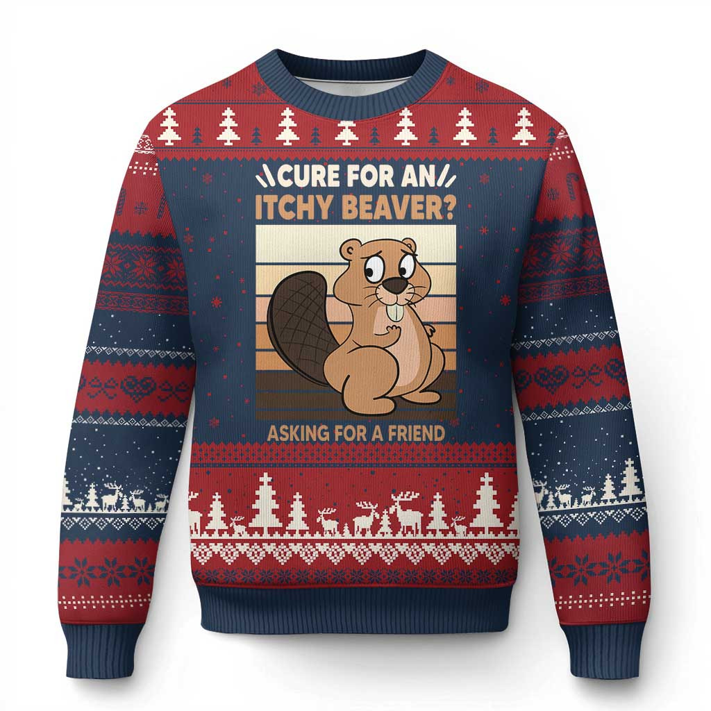 Beaver Cure For An Itchy Ugly Christmas Sweater Xmas Adult Humor Sweater Beaver Gifts