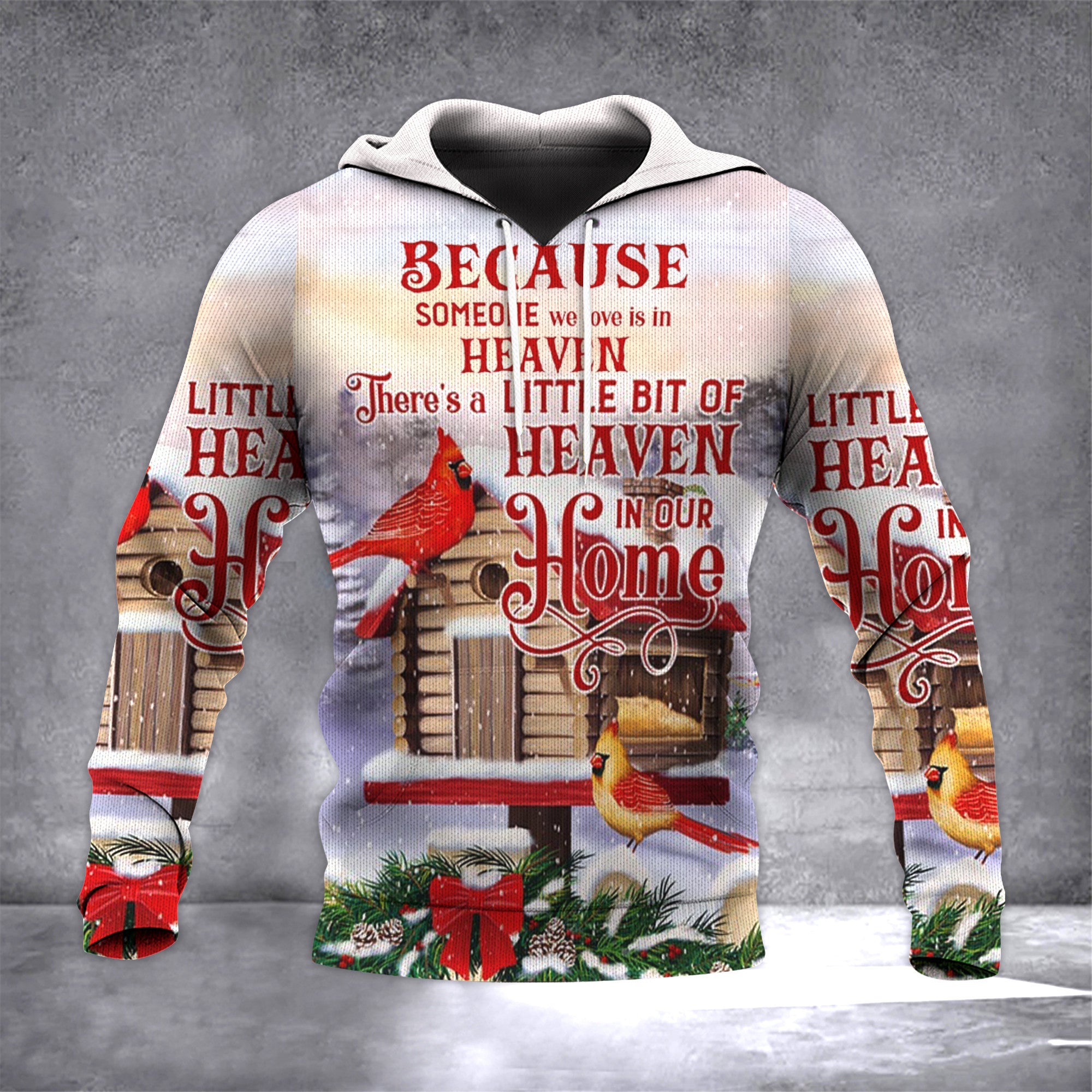 Because Someone We Love Is In Heaven Cardinal Hoodie Merry Christmas Memorial Hoodie Gifts